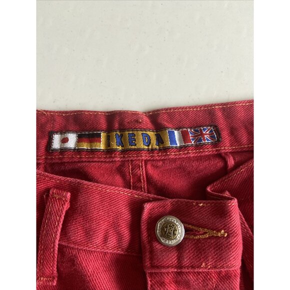 Ikeda 34X32 90s High Waisted Tapered Red Jeans Vintage Y2K Boyfriend Mom Jeans - Picture 7 of 8